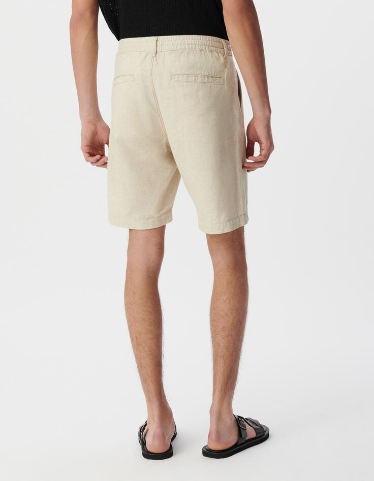 Ikks Bermuda Beige Lin Et Coton Homme