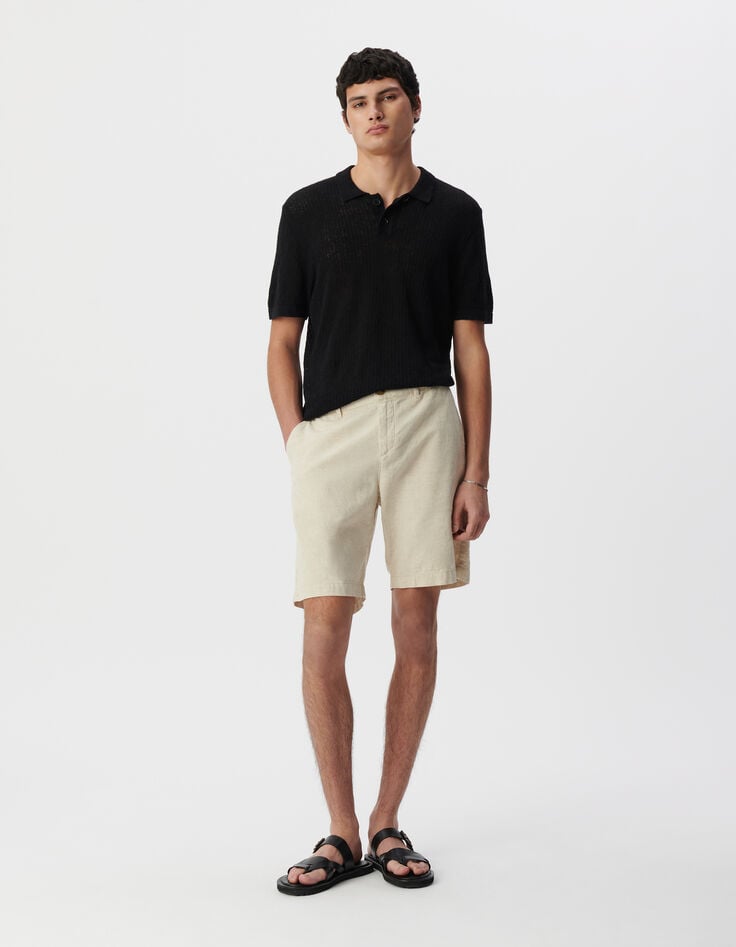 ikks Bermuda beige lin et coton Homme