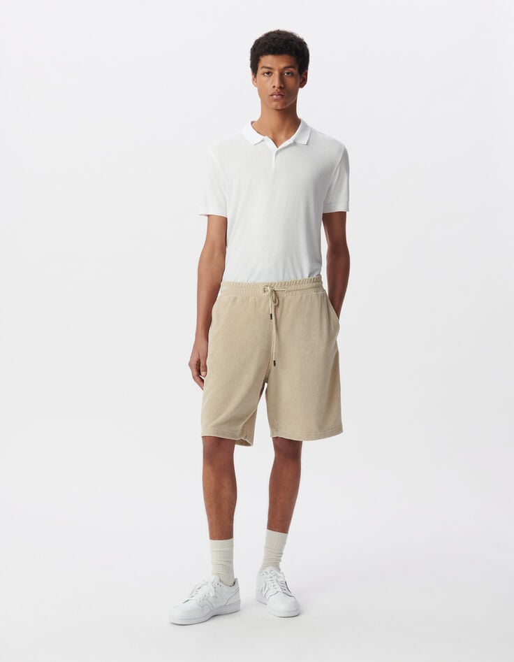 ikks Bermuda beige tissu éponge Homme