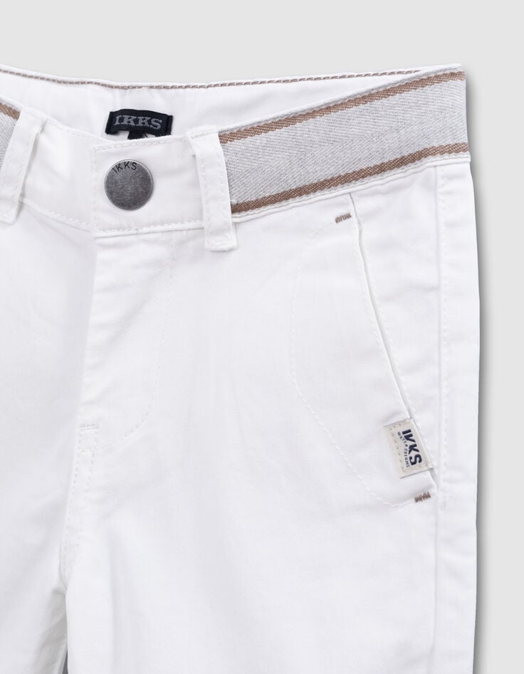 Ikks Bermuda Blanc Ceinture Contrastée Garçon