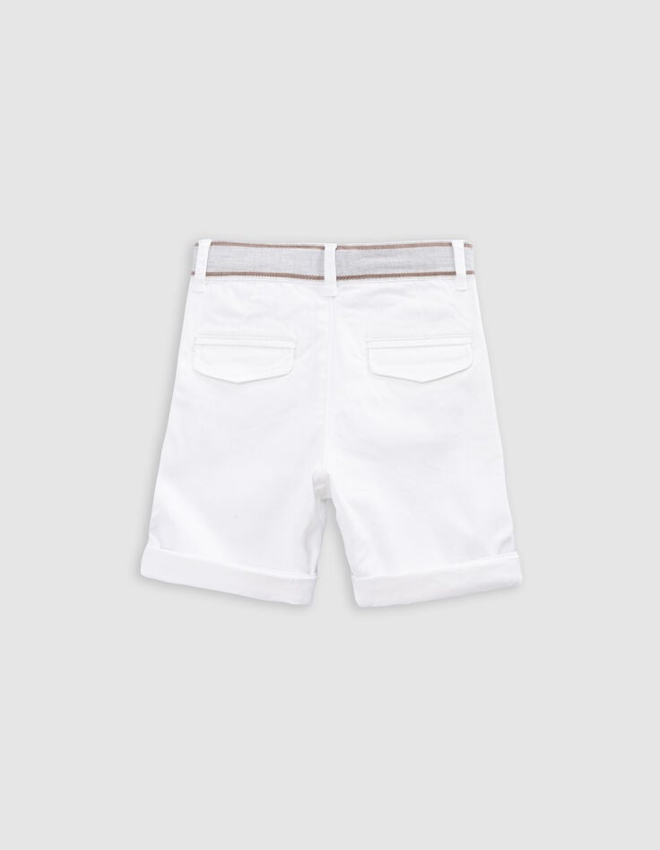 Ikks Bermuda Blanc Ceinture Contrastée Garçon