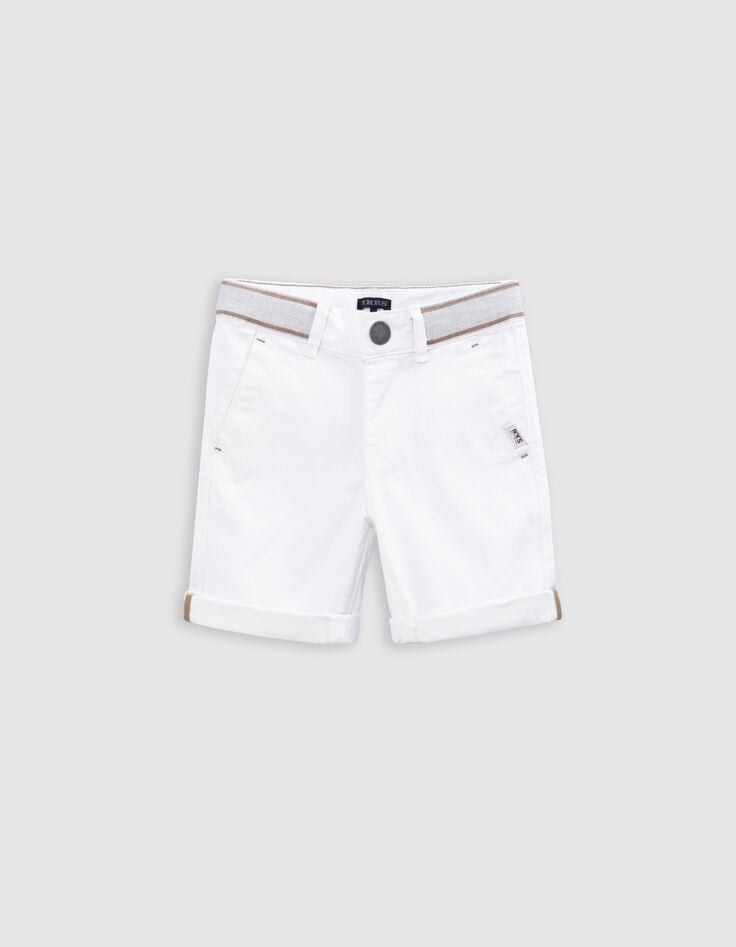 ikks Bermuda blanc ceinture contrastée garçon