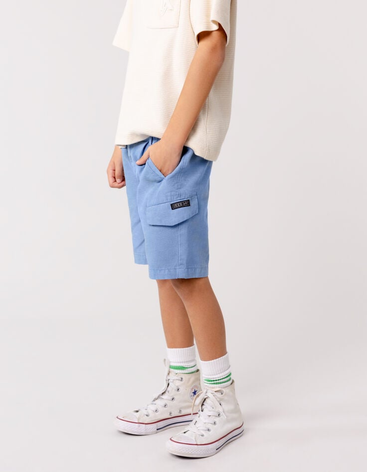 Ikks Bermuda CHINO LOOSE Bleu Mix Lyocell Garçon