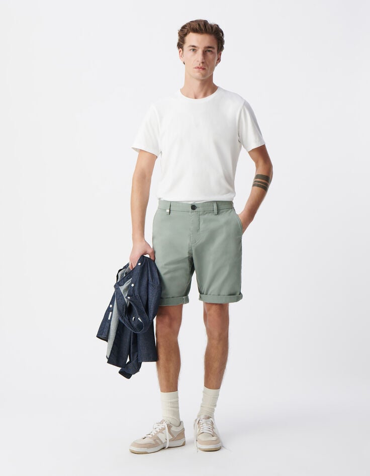 ikks Bermuda CHINO TAPERED bleu gris Homme