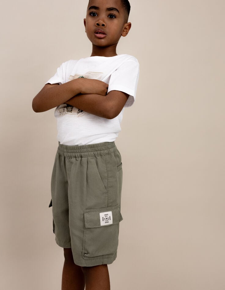 Ikks Bermuda JOGGER Kaki Mix Lyocell Garçon