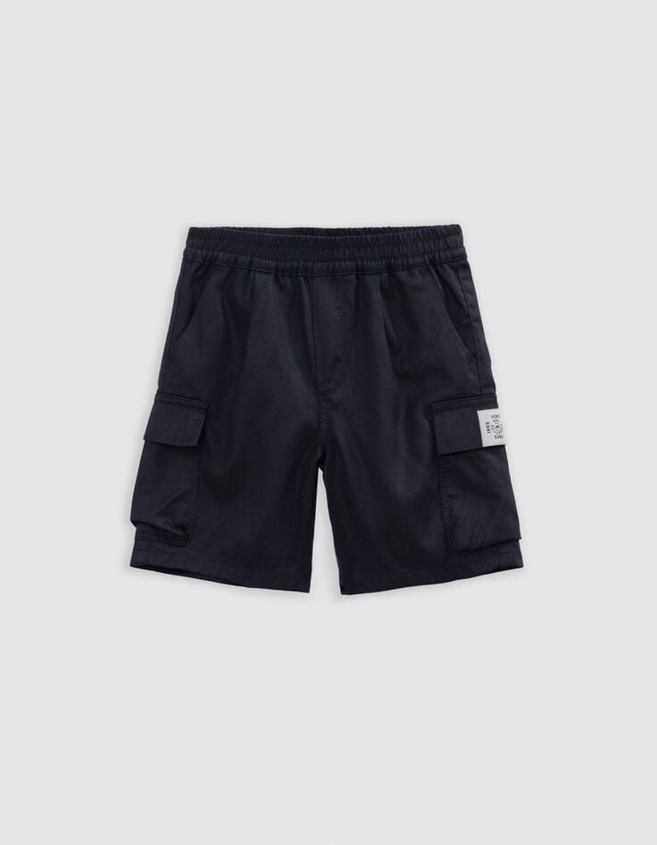 Ikks Bermuda JOGGER Noir Mix Lyocell Garçon