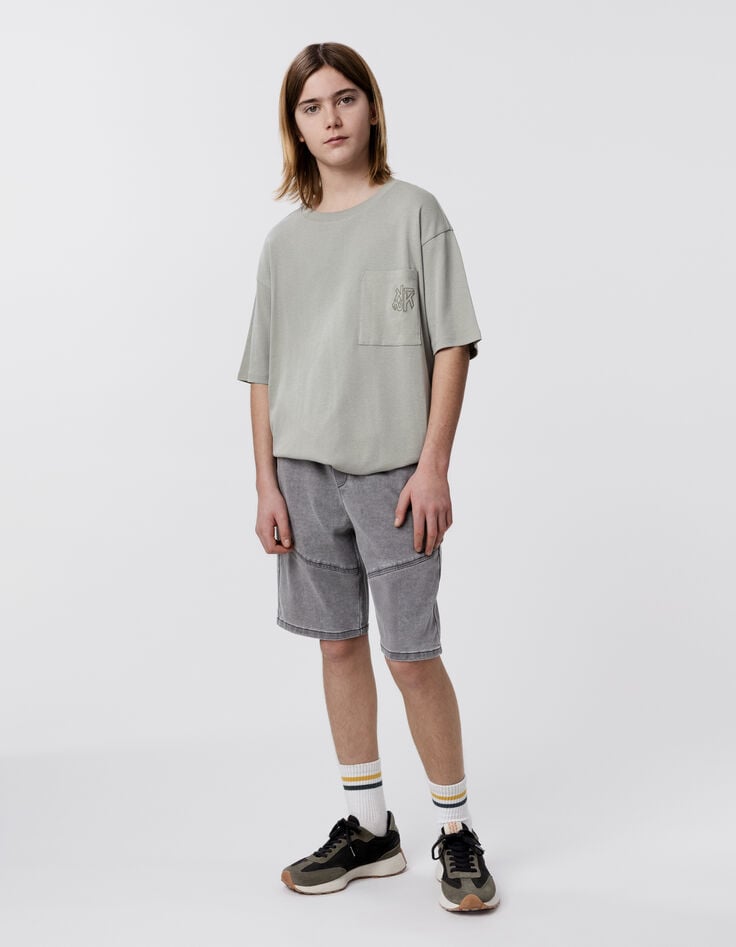 ikks Bermuda LOOSE en jean gris Waterless garçon