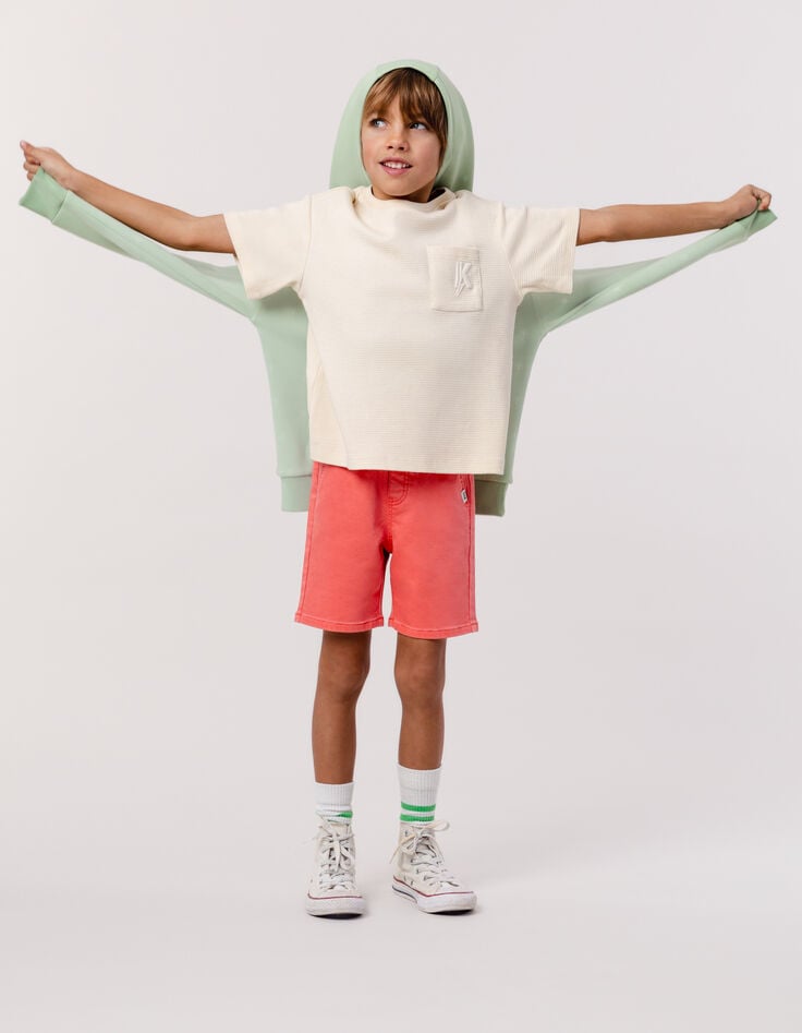 Ikks Bermuda LOOSE Rouge En Maille Garçon