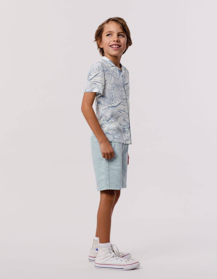 Ikks Bermuda LOOSE Vert D'eau En Maille Garçon