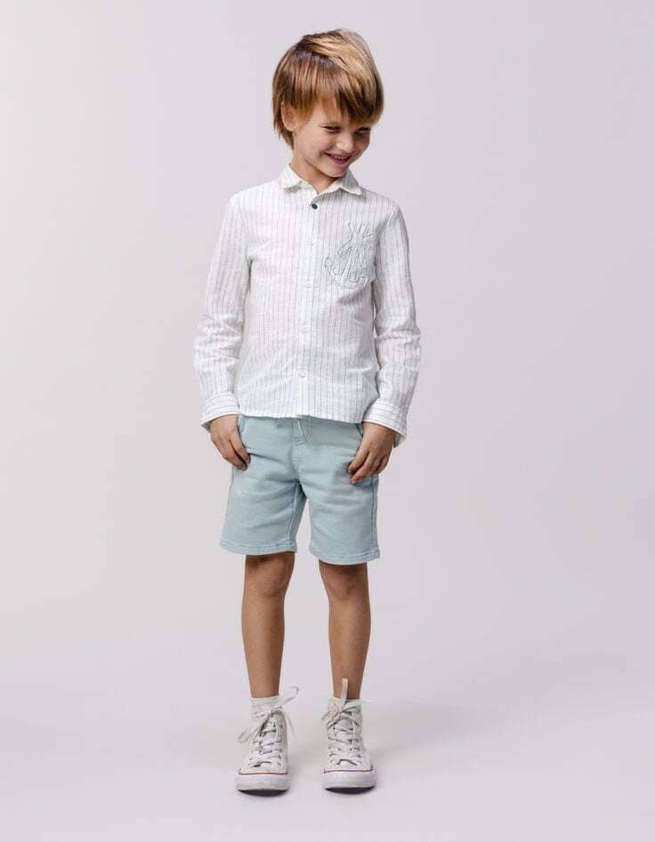 ikks Bermuda LOOSE vert d'eau en maille garçon