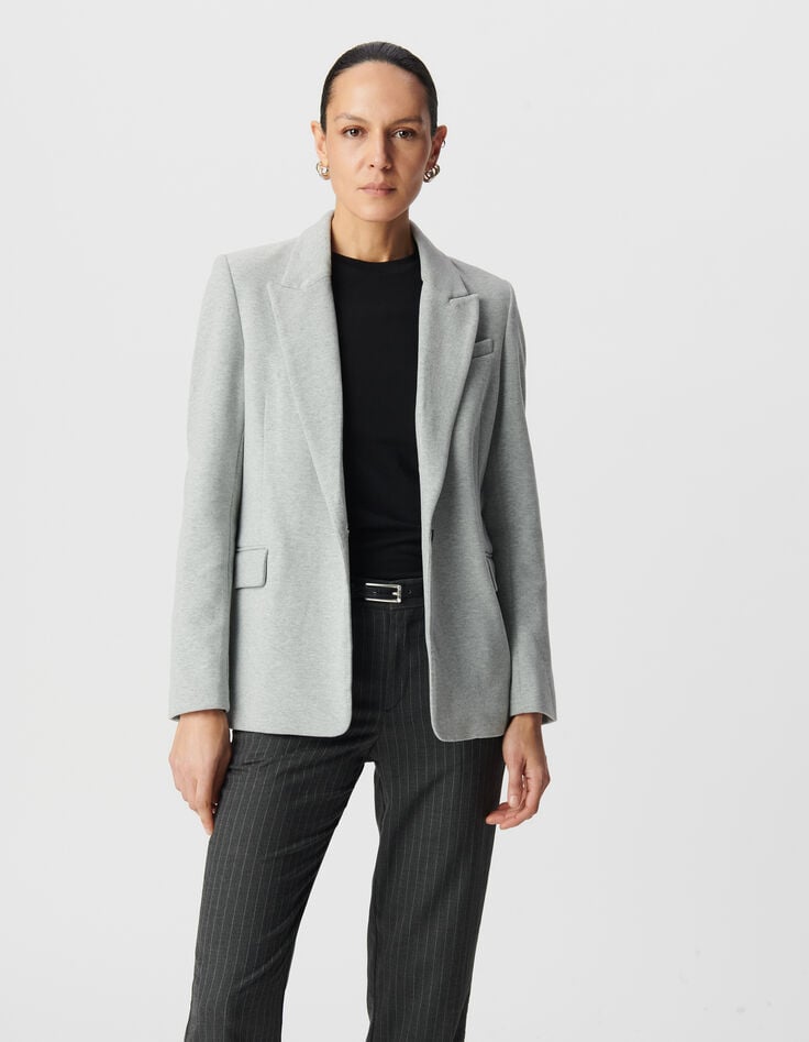 Ikks Blazer Gris Parementure à Capuche Noire Femme