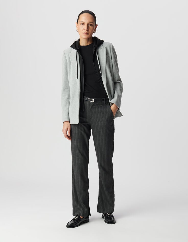 ikks Blazer gris parementure à capuche noire Femme
