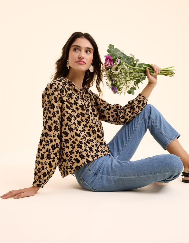 Ikks Blouse Beige Imprimé Léo Floral I.Code