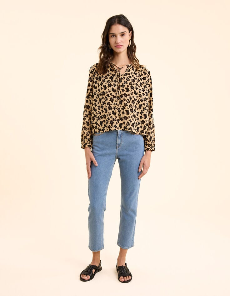 Ikks Blouse Beige Imprimé Léo Floral I.Code