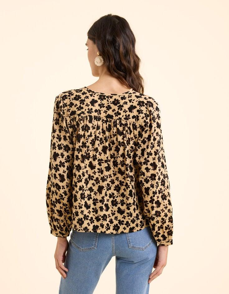 Ikks Blouse Beige Imprimé Léo Floral I.Code