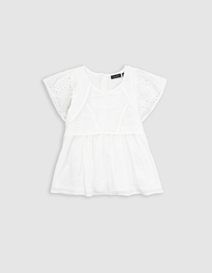Ikks Blouse Blanche Broderie Anglaise Fille