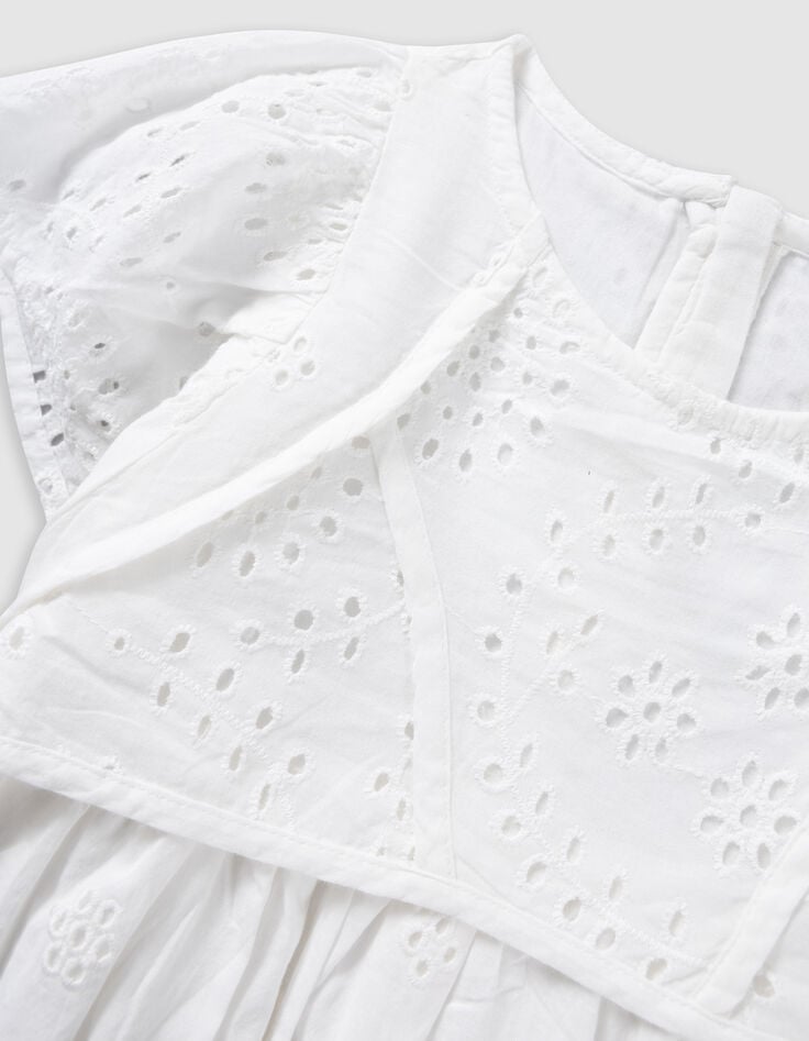 Ikks Blouse Blanche Broderie Anglaise Fille