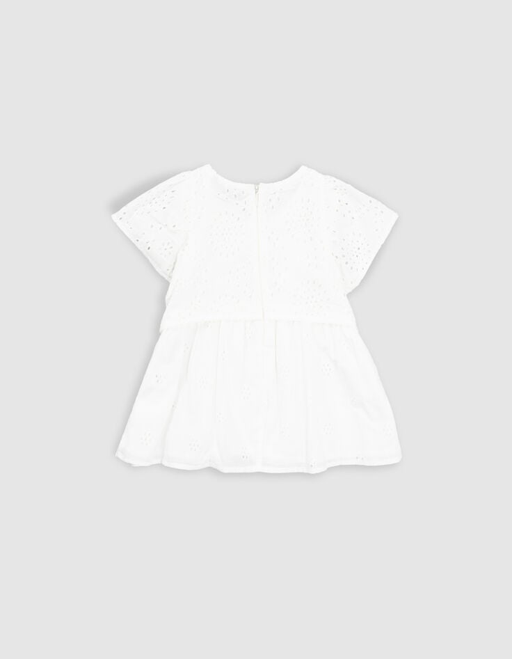 Ikks Blouse Blanche Broderie Anglaise Fille