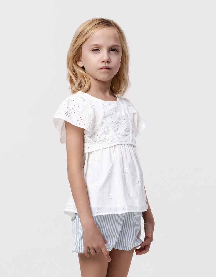 ikks Blouse blanche broderie anglaise fille