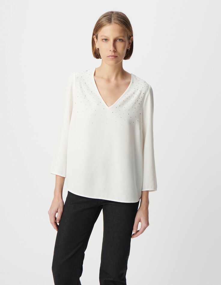 Ikks Blouse écrue Décor Clous Femme