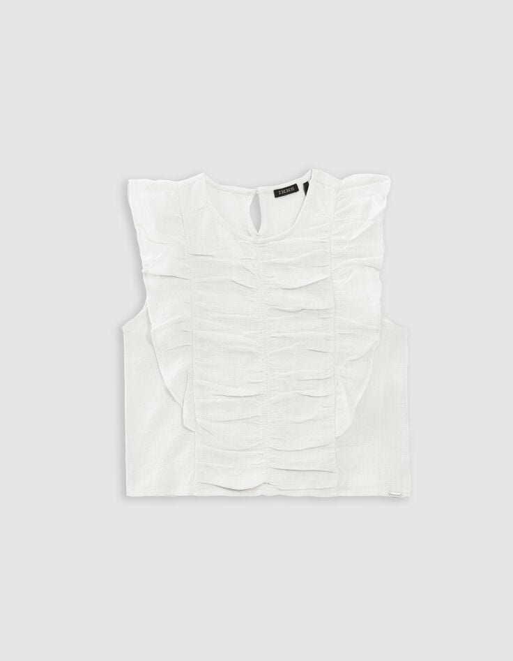 Ikks Blouse écrue Effet Drapé à Volants Fille