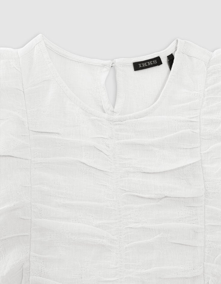Ikks Blouse écrue Effet Drapé à Volants Fille