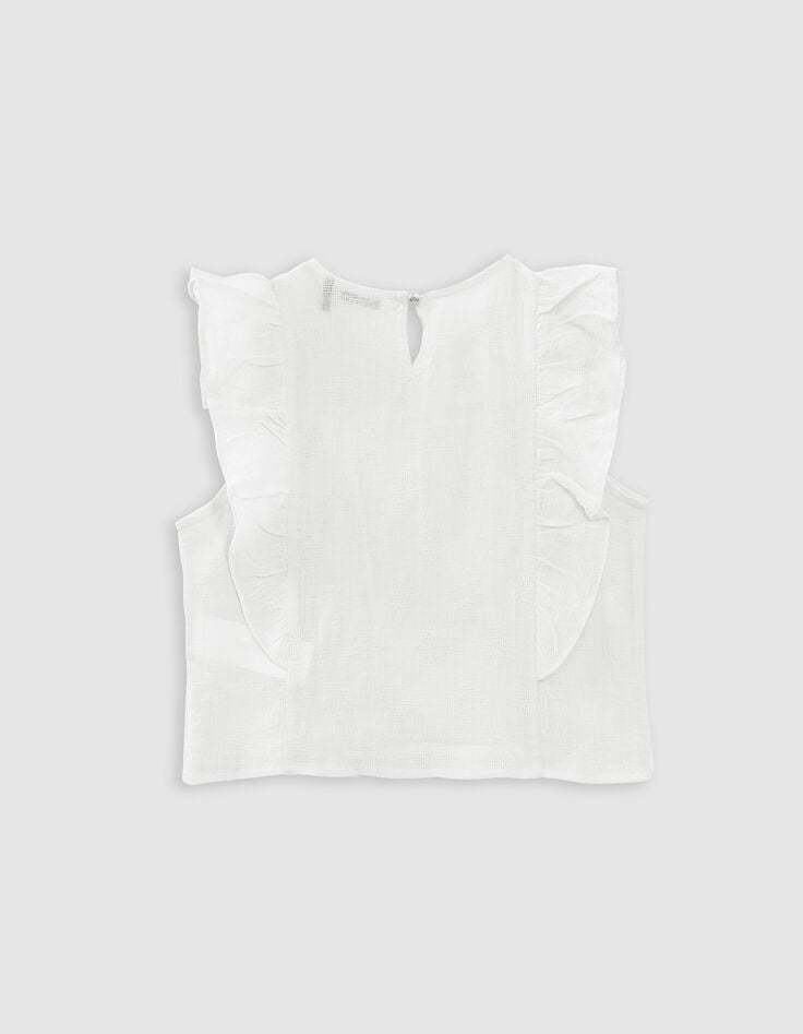 Ikks Blouse écrue Effet Drapé à Volants Fille