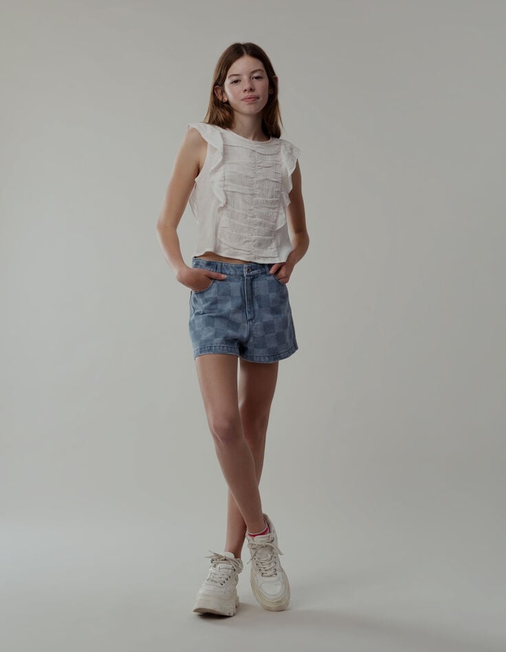 ikks Blouse écrue effet drapé à volants fille