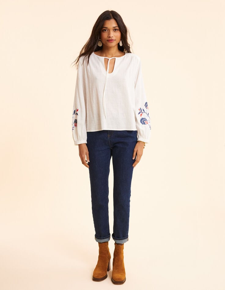 Ikks Blouse écrue Maxi Broderie Fleurs I.Code