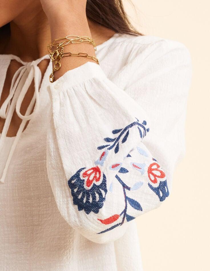 Ikks Blouse écrue Maxi Broderie Fleurs I.Code