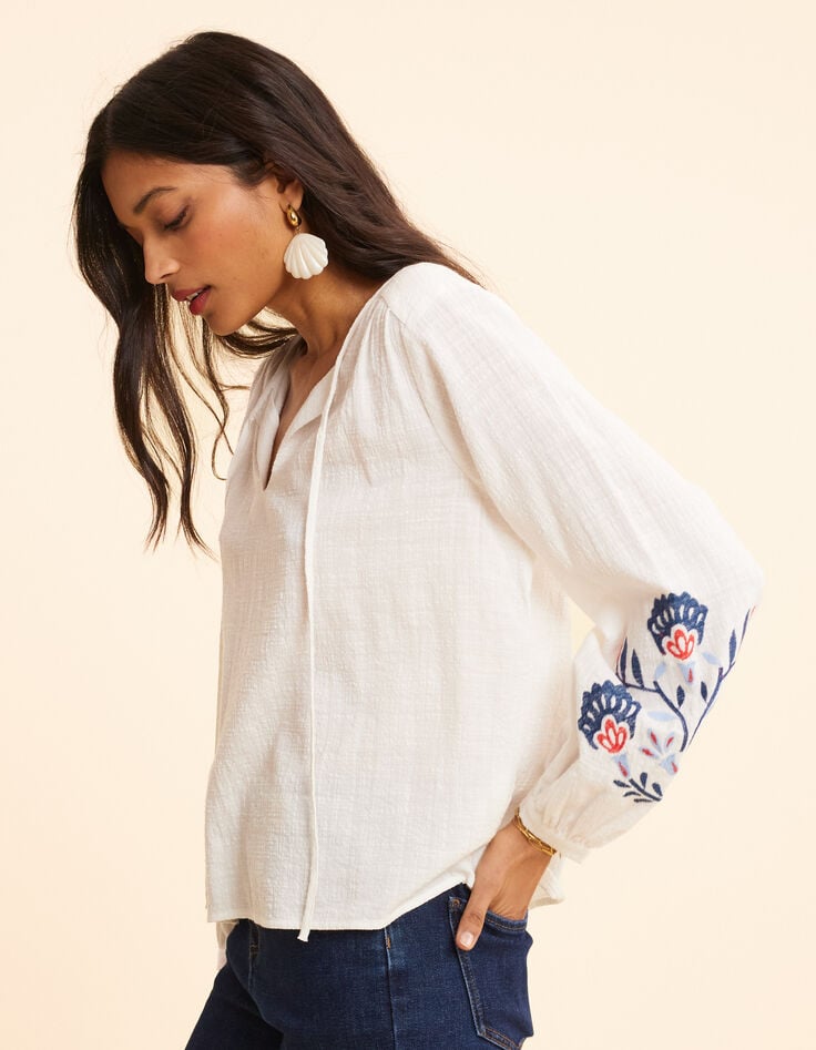 ikks Blouse écrue maxi broderie fleurs I.Code