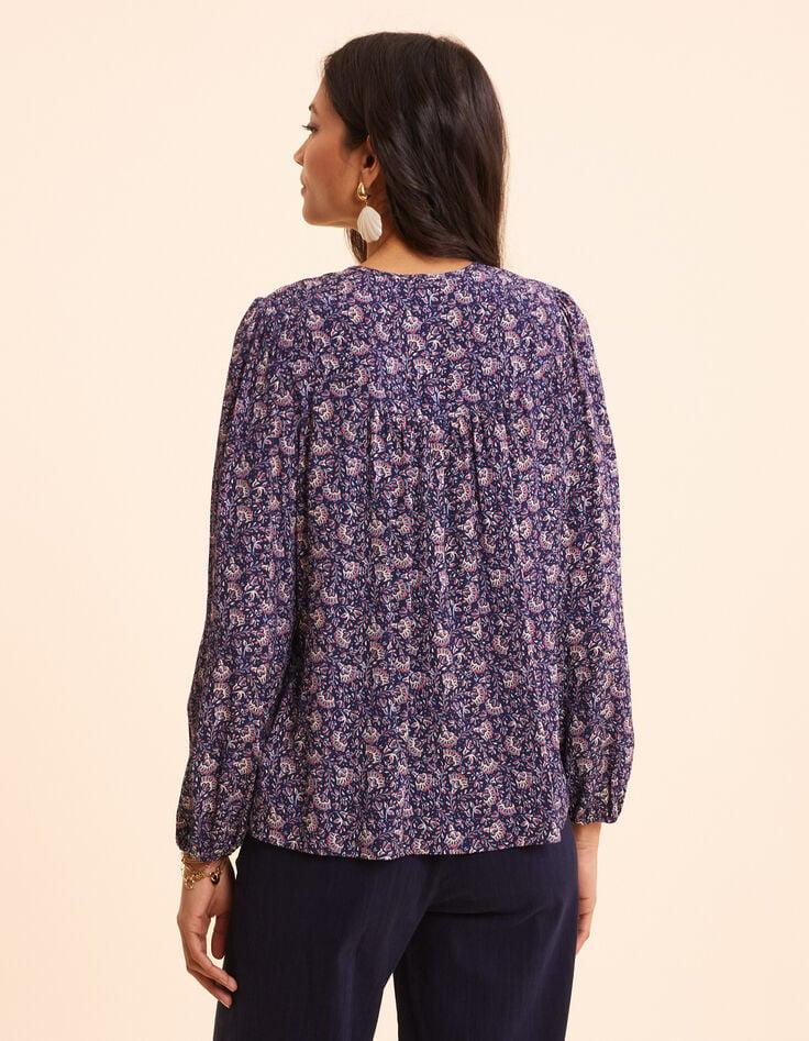 Ikks Blouse Marine Imprimé Floral Rock I.Code