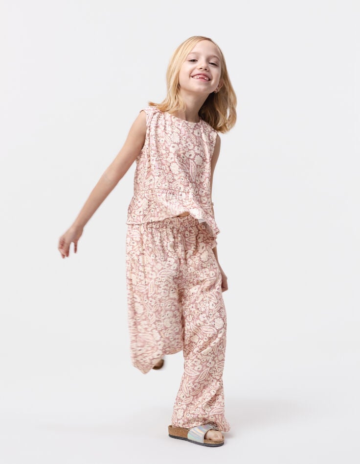 ikks Blouse rose imprimé cachemire floral fille