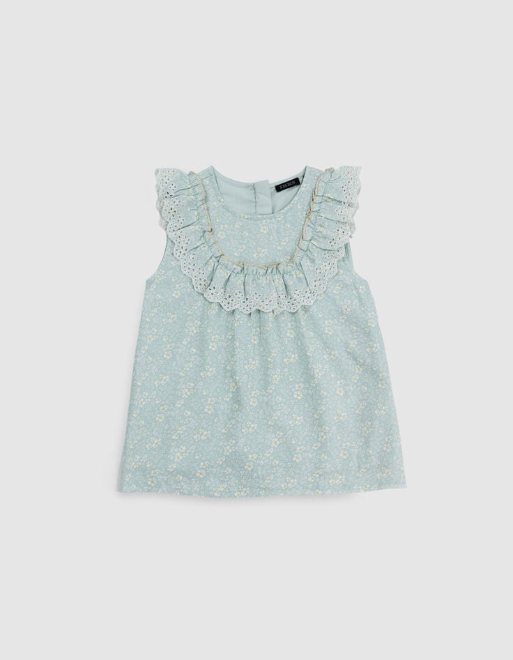 Ikks Blouse Vert D'eau Imprimé Floral Fille