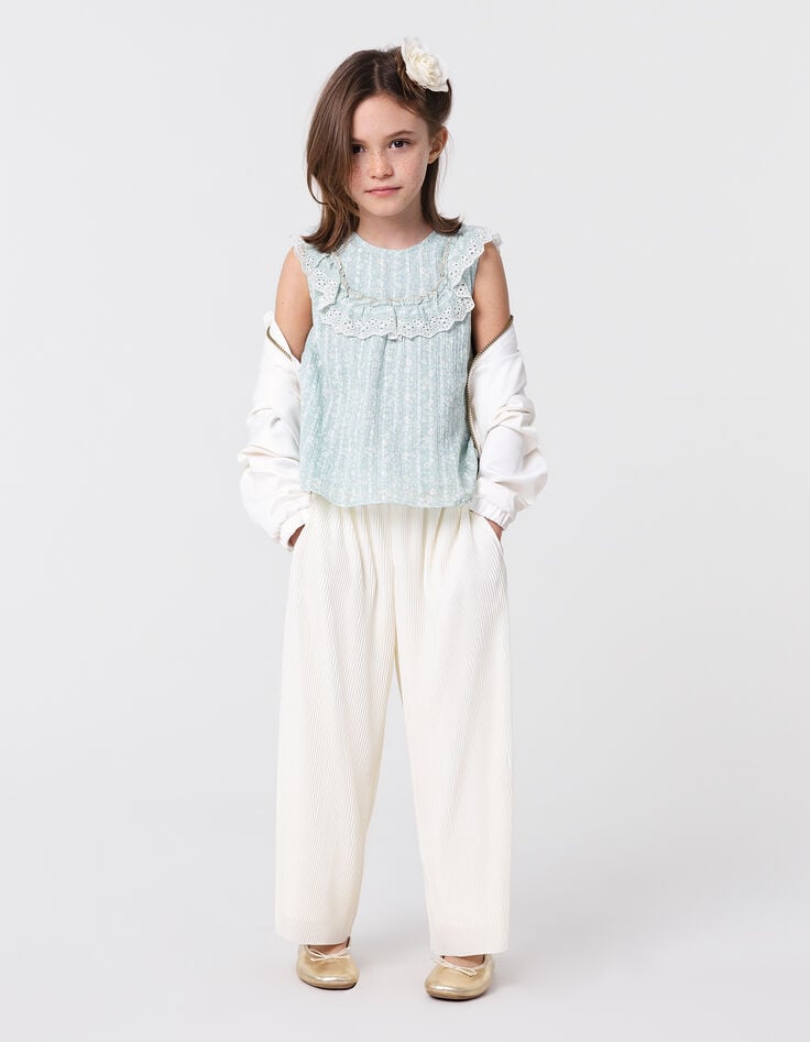 ikks Blouse vert d'eau imprimé floral fille