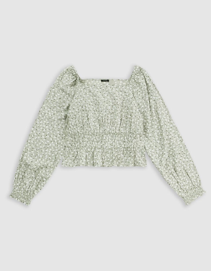 Ikks Blouse Verte Imprimé Floral D'été Fille