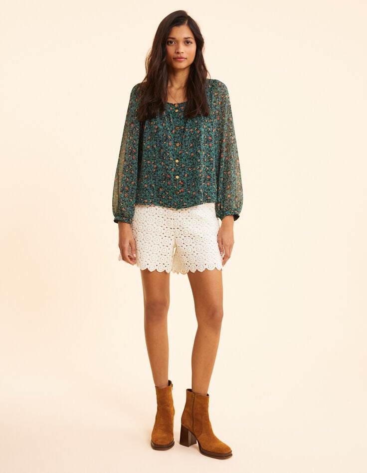 Ikks Blouse Verte Imprimé Fruits D'été I.Code