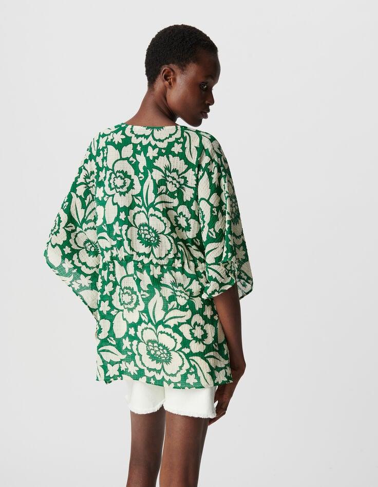Ikks Blouse Verte Imprimé Maxi Tropical Femme