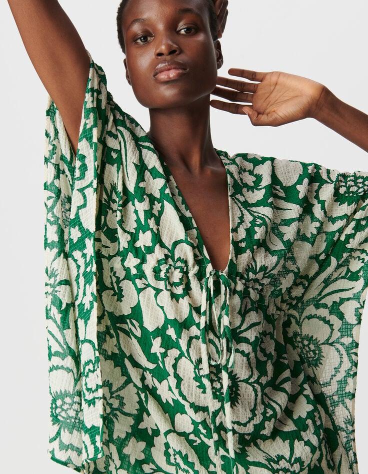 Ikks Blouse Verte Imprimé Maxi Tropical Femme