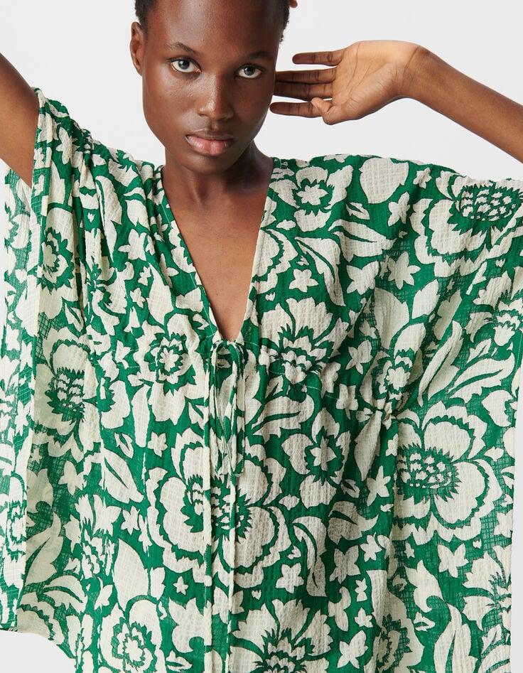 Ikks Blouse Verte Imprimé Maxi Tropical Femme