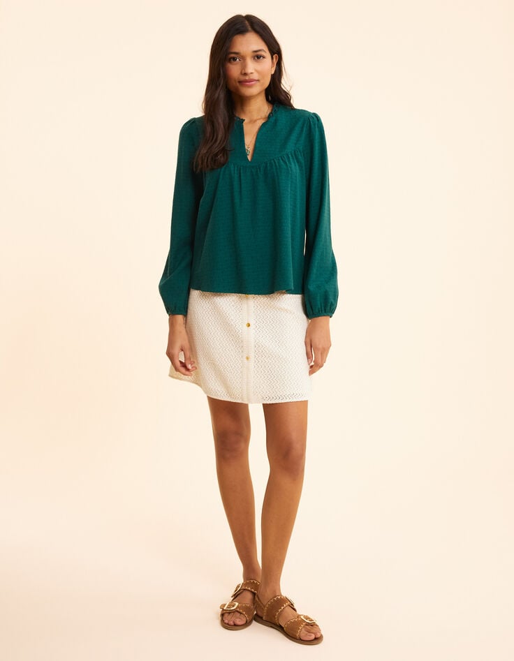 Ikks Blouse Verte Jacquard Fantaisie I.Code