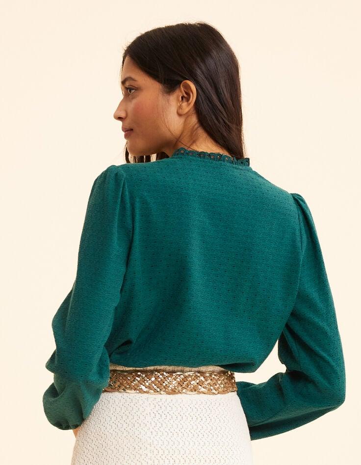 Ikks Blouse Verte Jacquard Fantaisie I.Code
