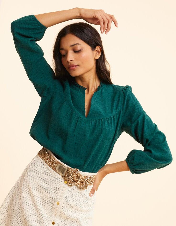 ikks Blouse verte jacquard fantaisie I.Code