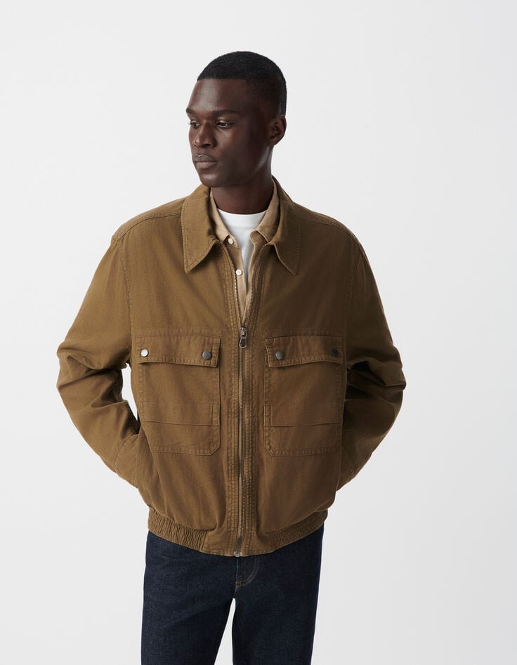 Ikks Blouson Bronze Coton Lin Esprit Army Homme