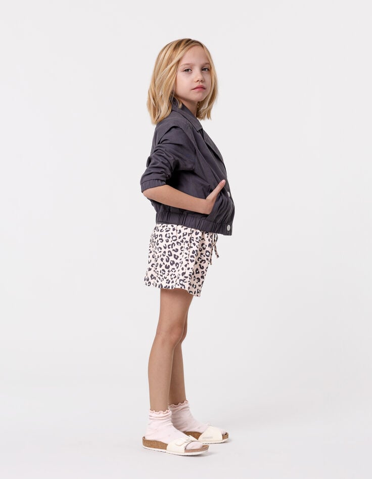 Ikks Blouson Court Gris Maxi Broderie Dos Fille