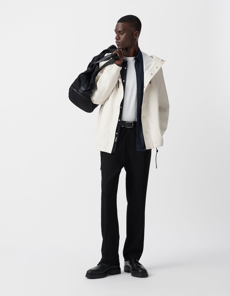 Ikks Blouson Craie Nylon Gomme à Capuche Homme