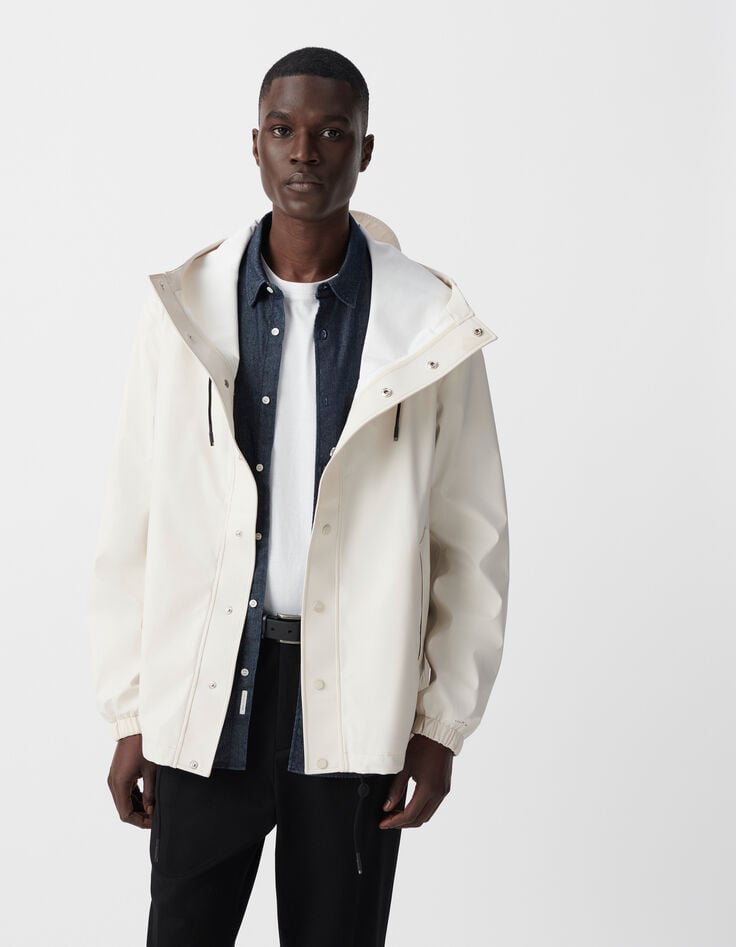 Ikks Blouson Craie Nylon Gomme à Capuche Homme