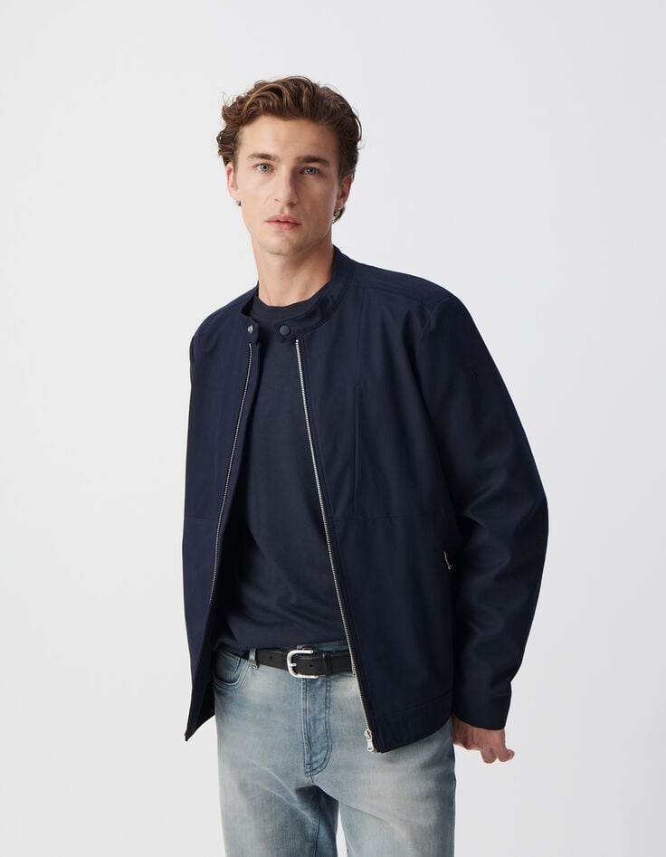 Ikks Blouson Marine à Col Pressionné Homme