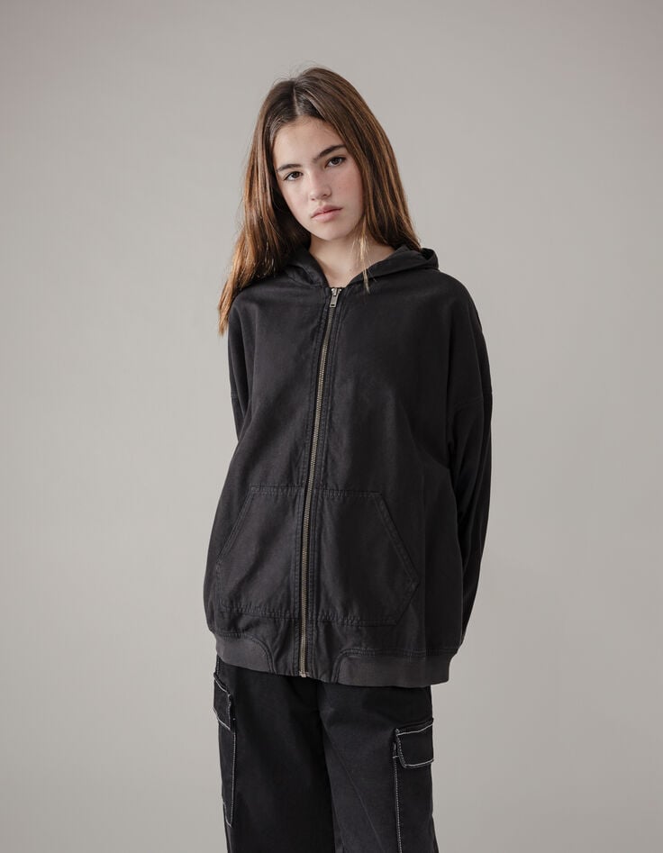 ikks Blouson noir à capuche fille