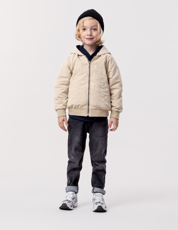 Ikks Blouson Réversible Kaki Et Beige Garçon